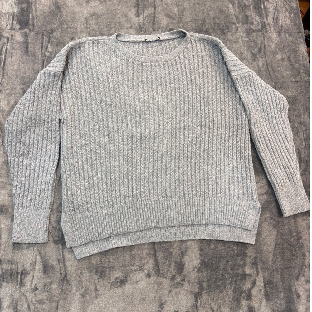 Ann Taylor Crewneck Sweater Womens Gray Alpaca Wool Blend Ribbed Knit Medium